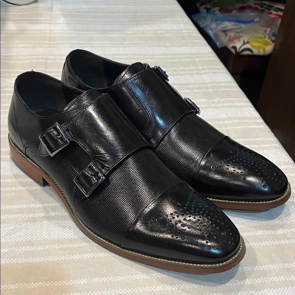 NEW Asher Green AG1101 Genuine Leather Monk Strap Shoes size 7.5 men’s